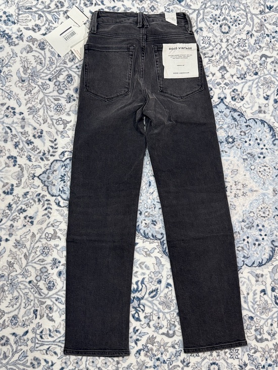 Good American Straight-Leg High-Rise Black Jeans with Tie Waist - Picture 7 of 7